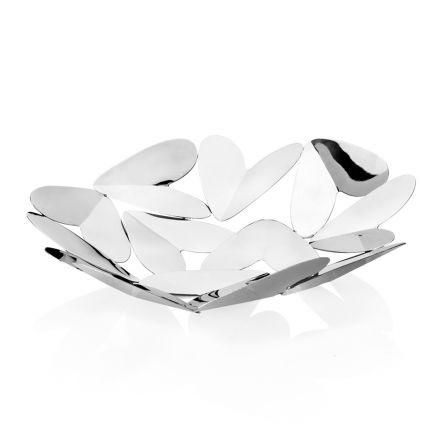 Piesa centrala de design elegant cu inimi din metal argintiu Made in Italy - Arlan Viadurini
