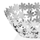 Piesa centrala de design din metal argintiu si decor de flori de lux - Terraceo Viadurini