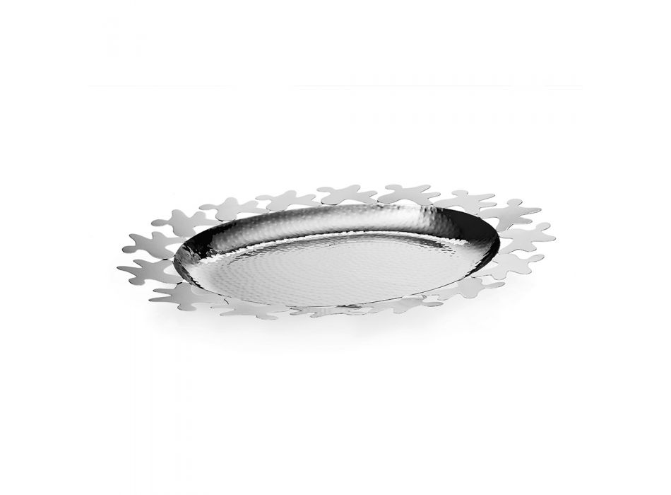Piesa centrala de design din metal argintiu cu margine decorata - Cordoba Viadurini
