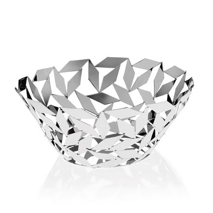 Piesa centrala eleganta in decoratiuni geometrice de lux din metal argintiu - Torresi Viadurini