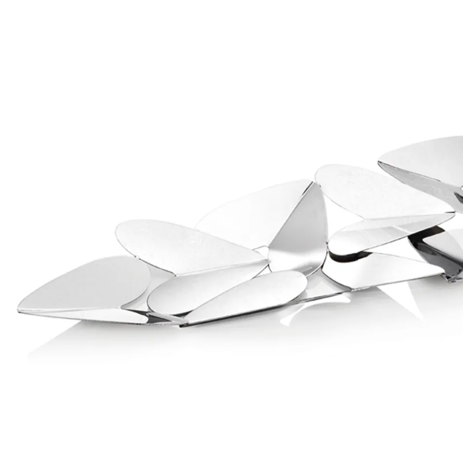 Piesa centrala liniara cu inimi metalice argintii Design italian - Arlan Viadurini