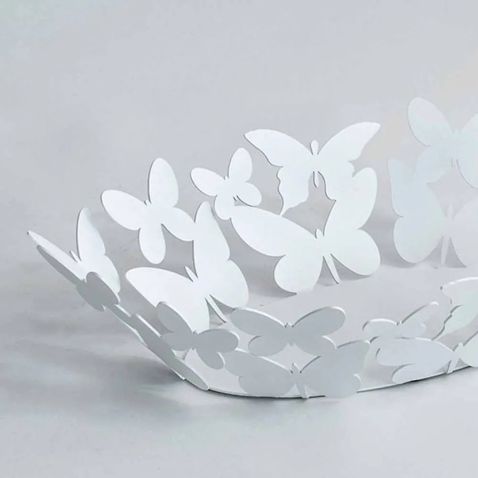 Piesa centrală modernă, ovală, din fier alb sau bej, fabricată în Italia - Leiden Viadurini