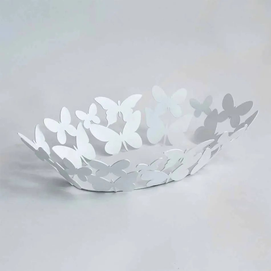 Piesa centrală modernă, ovală, din fier alb sau bej, fabricată în Italia - Leiden Viadurini