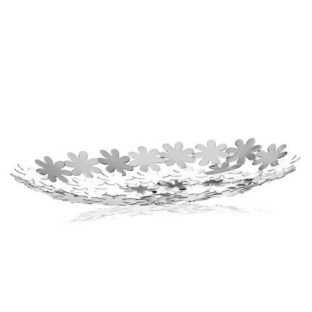 Tava de buzunar din metal argintiu Centrala de lux Decor de flori - Pinko Viadurini