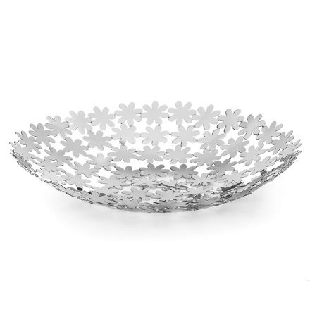 Decorațiune de flori de lux din metal argintiu, cu buzunar rotund Viadurini