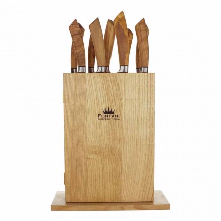 Bloc magnetic din lemn cu 9 cuțite de bucătărie Made in Italy - Bloc Viadurini