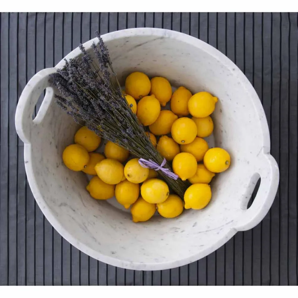 Coș în marmură albă de Carrara de design italian de lux - Tinozzo Viadurini