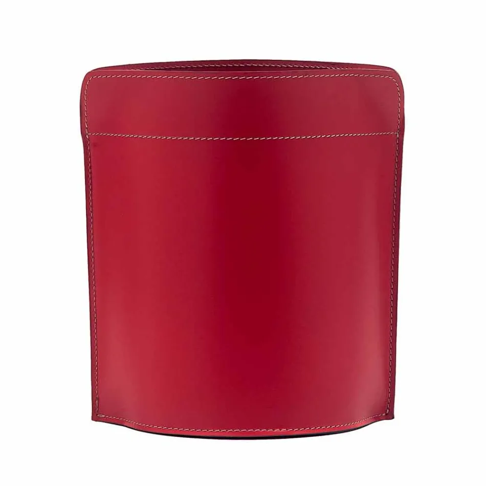 Coș de hârtie pentru deșeuri realizat în Italia în piele regenerată Canistro Viadurini