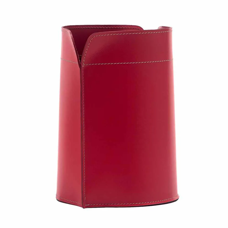 Coș de hârtie pentru deșeuri realizat în Italia în piele regenerată Canistro Viadurini