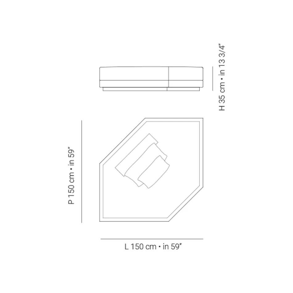 Șezlong de grădină de colț din material fabricat în Italia - Rubik Viadurini