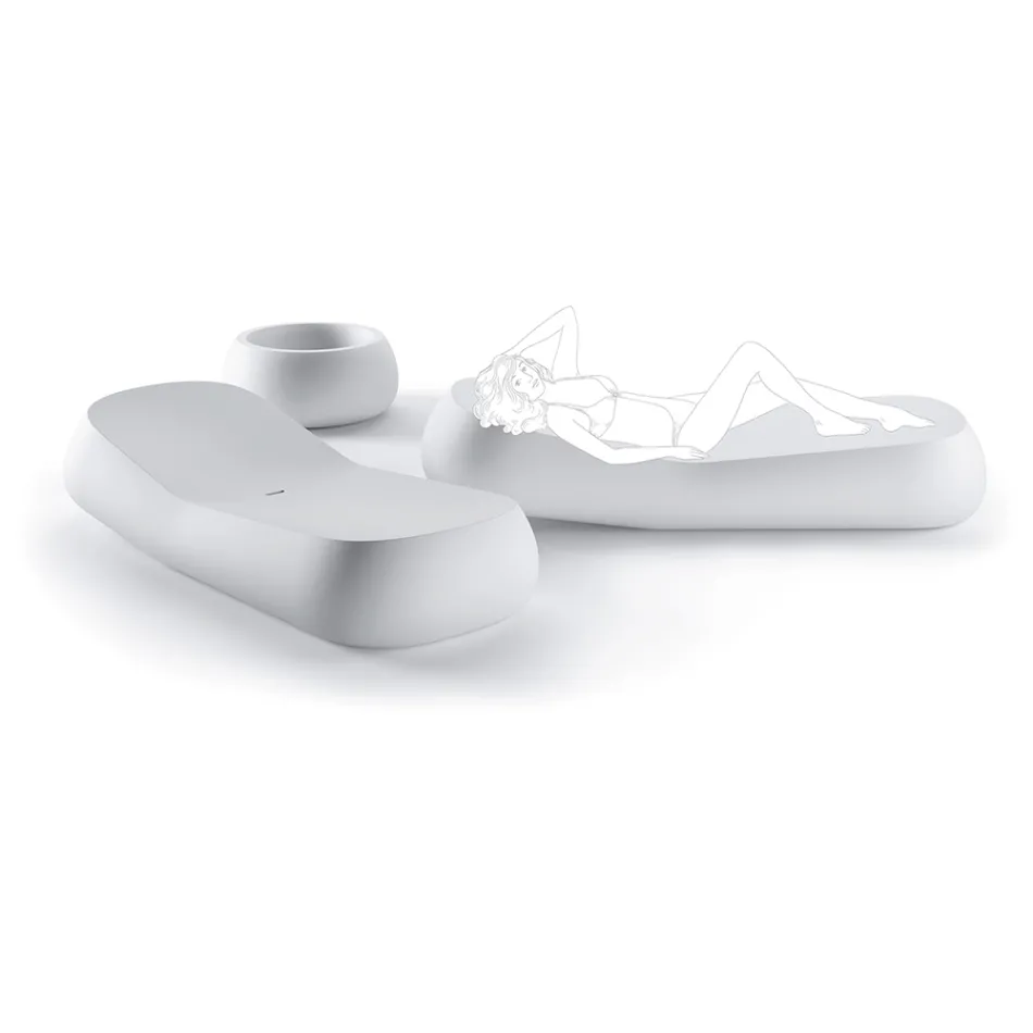 Sezlong de exterior de design din polietilena alba Made in Italy - Ervin Viadurini