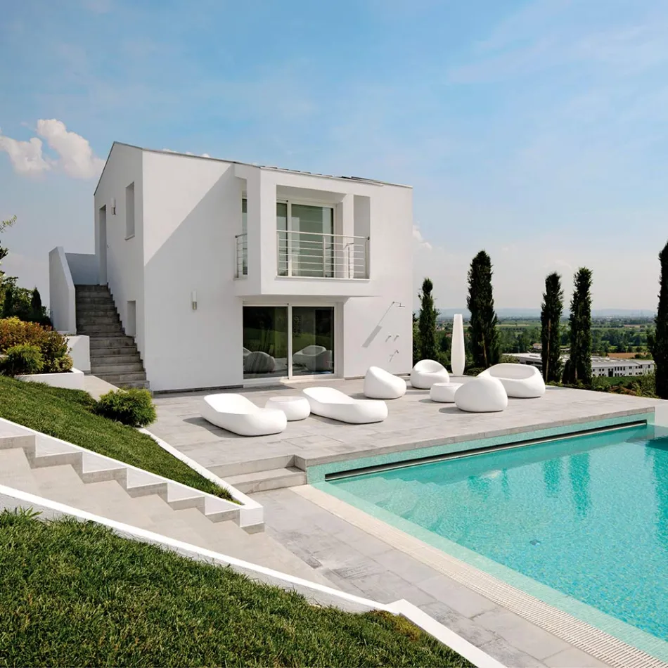 Sezlong de exterior de design din polietilena alba Made in Italy - Ervin Viadurini