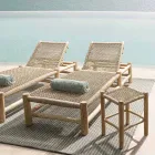 Șezlong în aer liber în ramuri de tec și țesut cu fibre sintetice - Tecno Viadurini