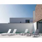 Șezlong în aer liber din textilen și aluminiu cu roți, 4 bucăți - Babilonia Viadurini