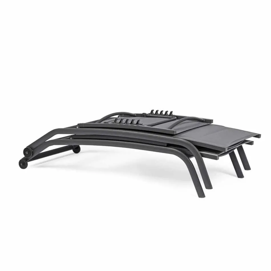 Șezlong în aer liber din textilen și aluminiu cu roți, 4 bucăți - Babilonia Viadurini