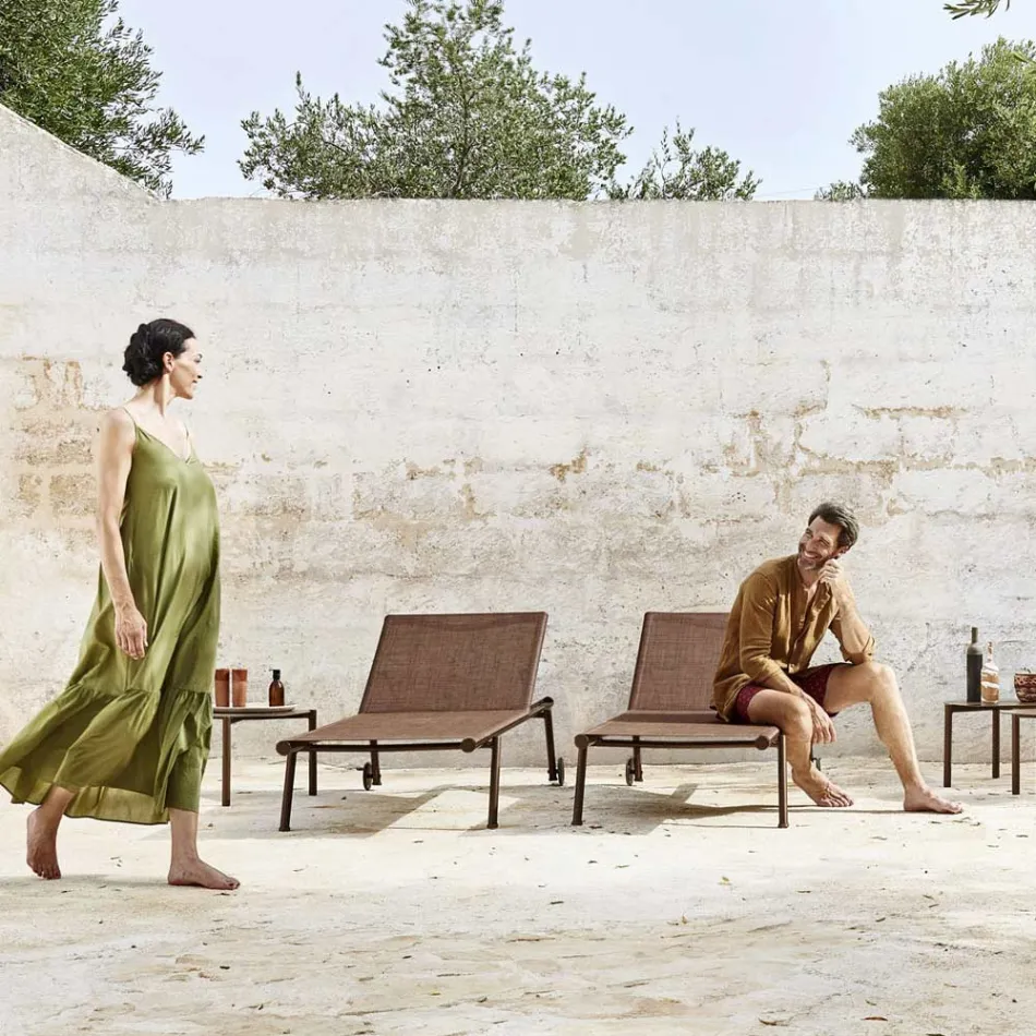 Șezlong de grădină din aluminiu și țesătură tehnică - Bahia by Varaschin Viadurini