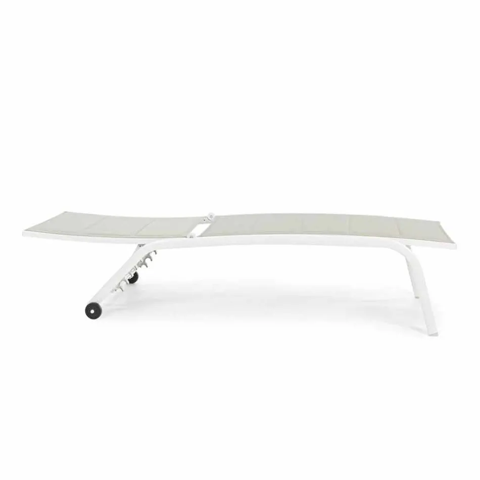 Șezlong de grădină cu roți și spătar înclinat, 4 bucăți - Babilonia Viadurini