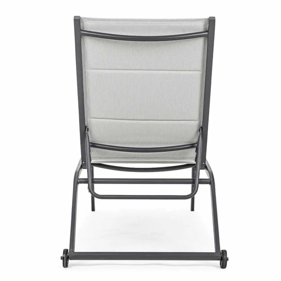 Șezlong de grădină cu roți și spătar înclinat, 4 bucăți - Babilonia Viadurini