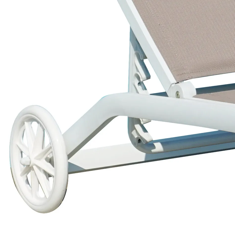 Șezlong de grădină din aluminiu cu șezut din textilen - Zohra Viadurini