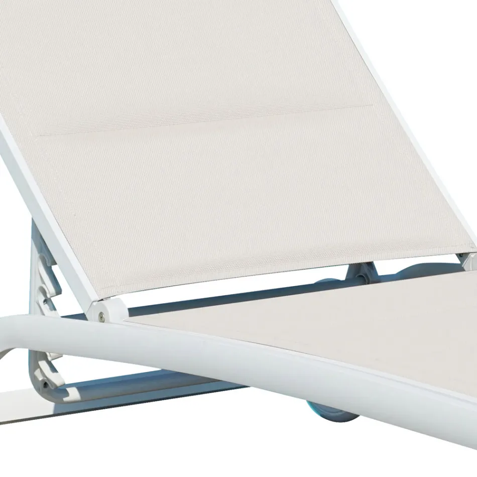 Șezlong de grădină din aluminiu cu șezut din textilen - Zohra Viadurini