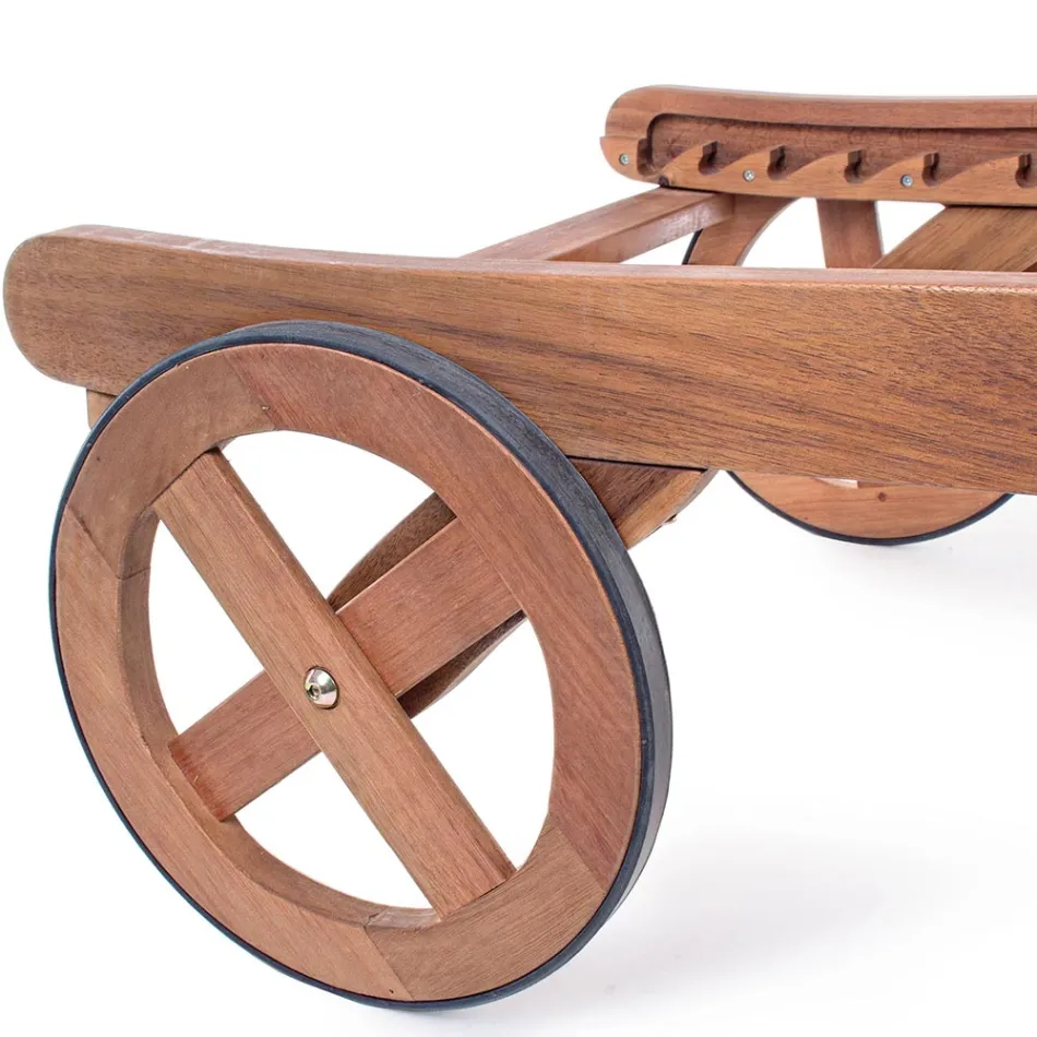 Șezlong de grădină din lemn cu roți de design pentru exterior - Roxen Viadurini