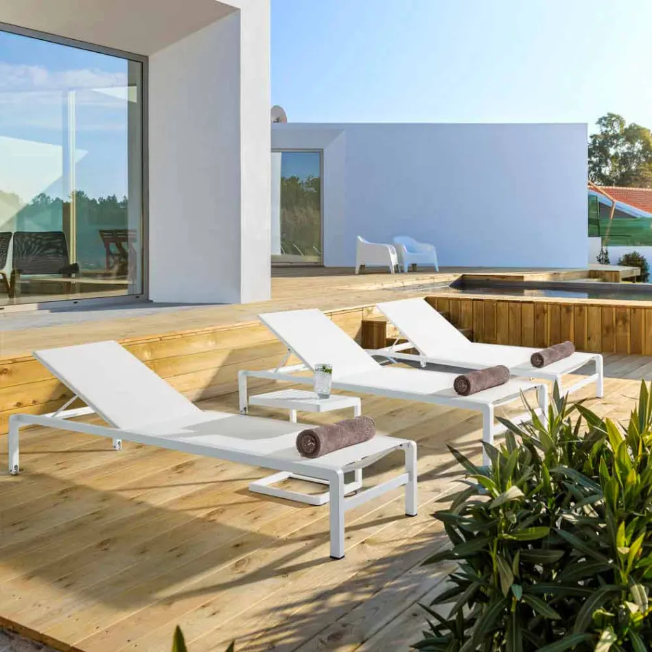 Scaun lung de grădină înclinat din aluminiu Homemotion, 4 bucăți - Lester Viadurini