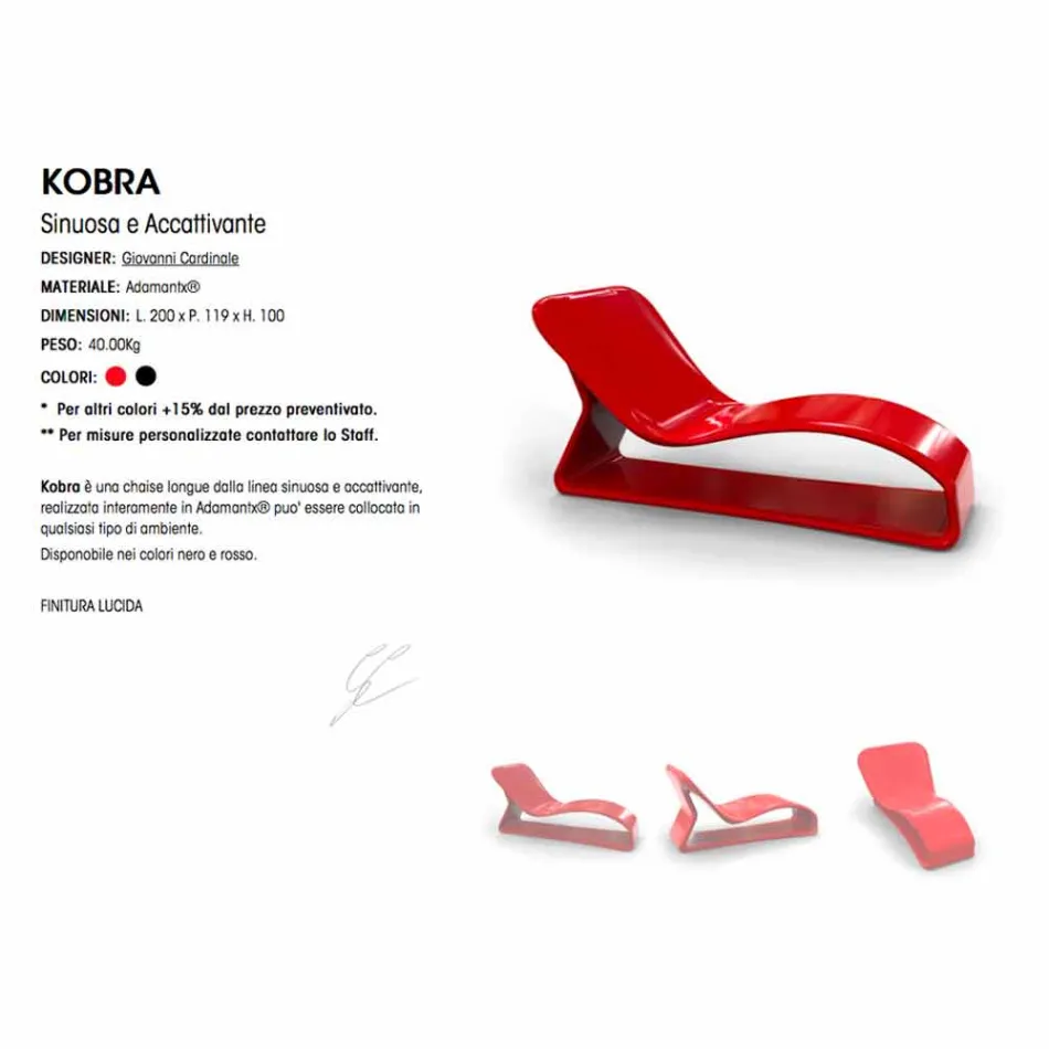 Modern Design Chaise Longue Kobra Realizat în Italia Viadurini