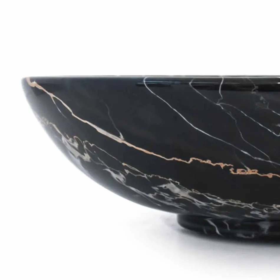 Bol mare rotund în marmură Portoro sau Paonazzo, fabricat în Italia - Glazer Viadurini