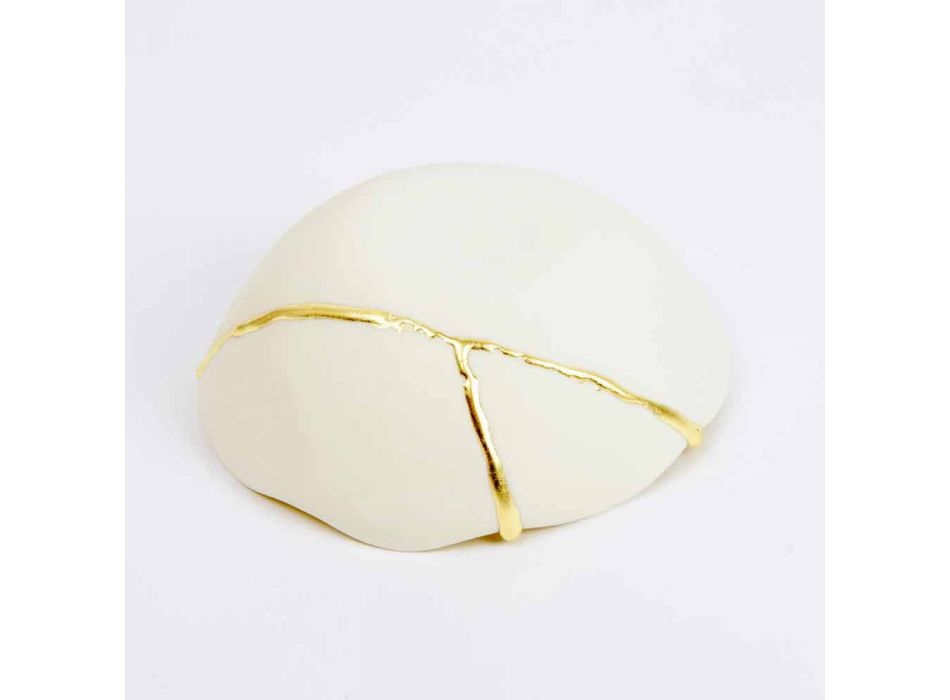 Boluri din porțelan alb și frunze de aur Design italian de lux - Cicatroro Viadurini