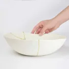 Boluri din porțelan alb și frunze de aur Design italian de lux - Cicatroro Viadurini