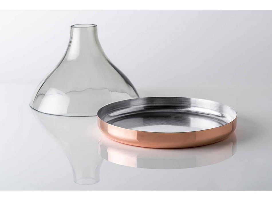 Cloche din sticlă cu pană de cupru 2 piese Design de lux modern - Doriana Viadurini