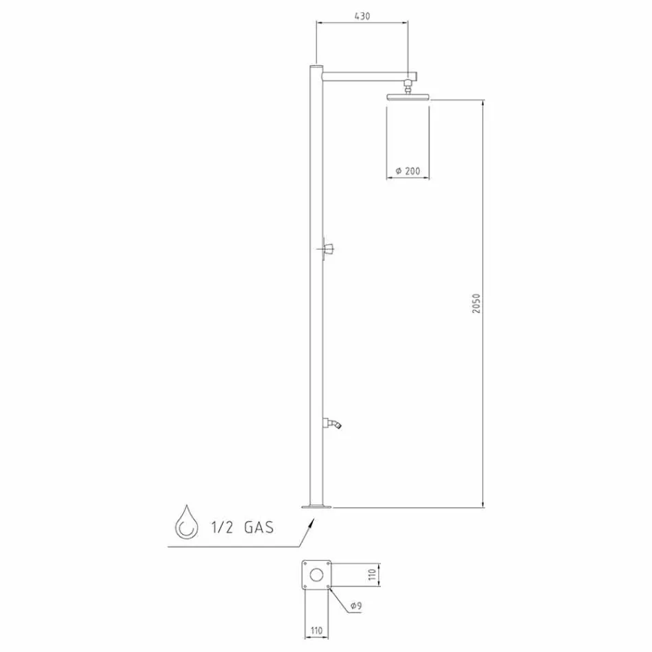 Coloana de duș de grădină din oțel inoxidabil cromat Fabricat în Italia - Modeo Viadurini