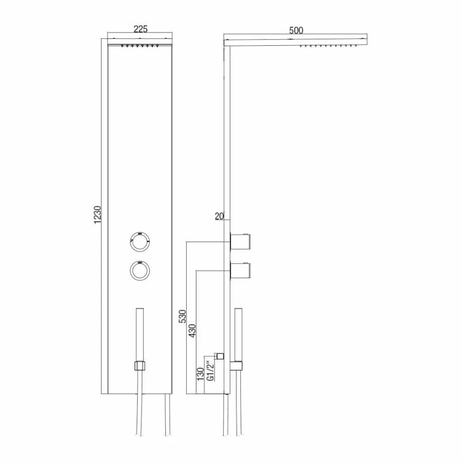 Coloană de duș termostatică din oțel inoxidabil cromat Fabricat în Italia - Pampo Viadurini