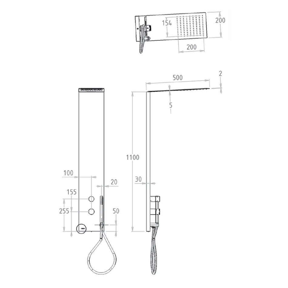 Coloana de dus din otel cu cap de dus cu efect de ploaie Made in Italy - Sailor Viadurini