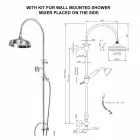 Coloana de duș din alamă cu duș rotund și duș de mână Made in Italy - Brillo Viadurini