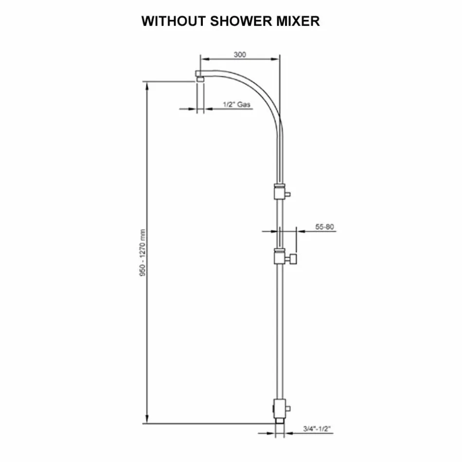 Coloana de duș din alamă cu cap de duș rotund din oțel Fabricat în Italia - Kennedy Viadurini