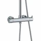 Coloana de duș din alamă cromată cu furtun flexibil și duș de mână fabricat în Italia - Griso Viadurini