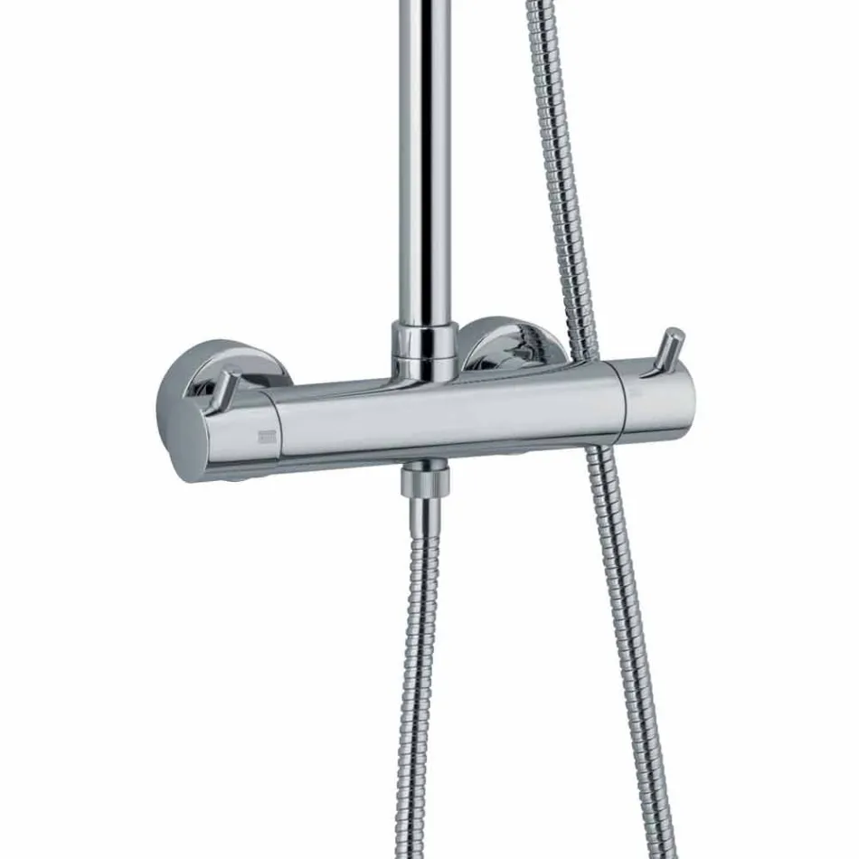 Coloana de duș din alamă cromată cu furtun flexibil și duș de mână fabricat în Italia - Griso Viadurini