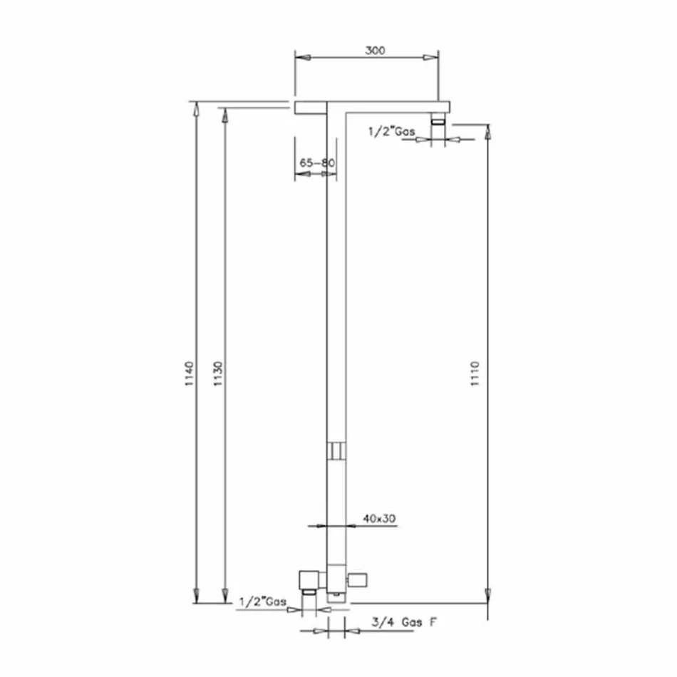 Coloana de duș din alamă cromată cu cap de duș din oțel Fabricat în Italia - Marlo Viadurini
