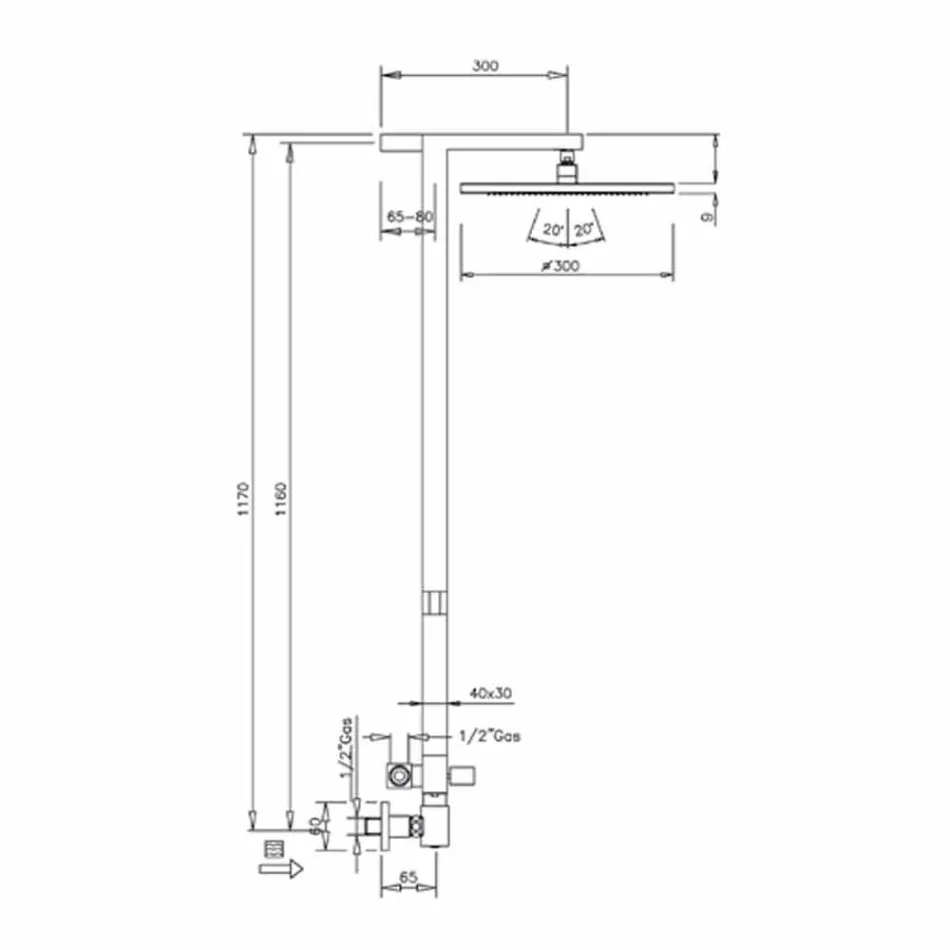 Coloana de duș din alamă cromată cu cap de duș din oțel Fabricat în Italia - Marlo Viadurini