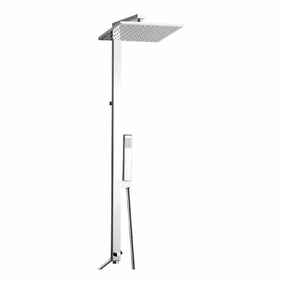 Coloana de duș din alamă cromată cu cap de duș din oțel Fabricat în Italia - Marlo Viadurini