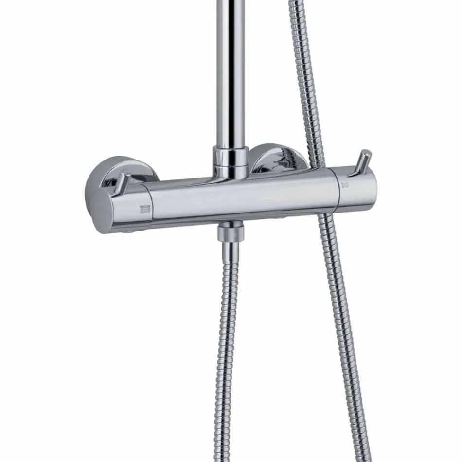 Coloana de duș din alamă cromată cu cap de duș pătrat Made in Italy - Griso Viadurini