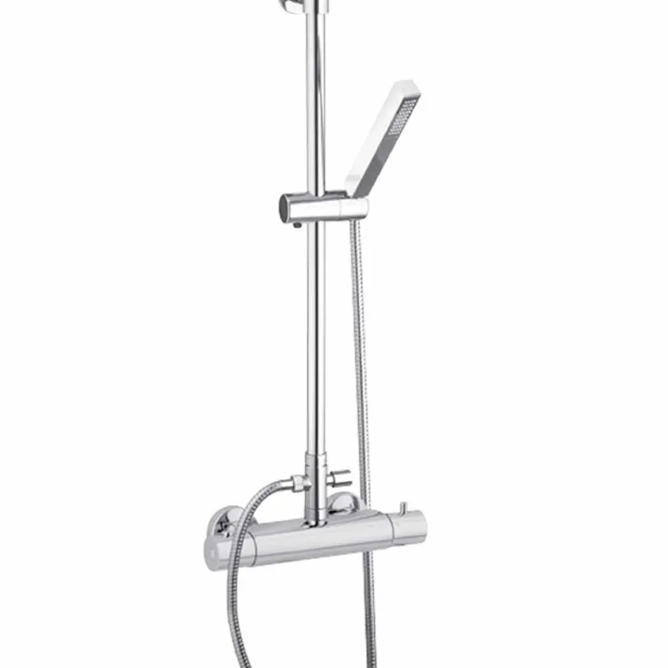 Coloana de duș din alamă cromată cu cap de duș pătrat Made in Italy - Studio Viadurini