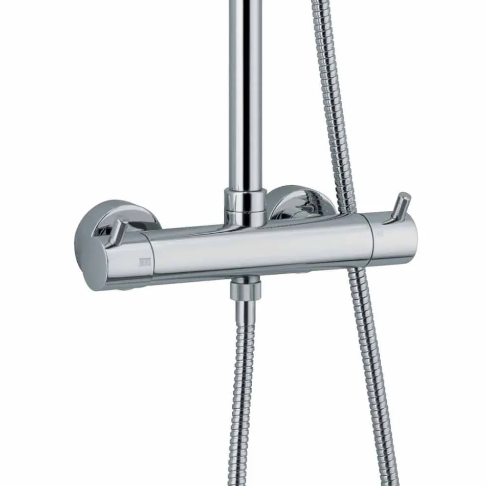 Coloana de duș din alamă cromată cu cap de duș rotund Made in Italy - Griso Viadurini