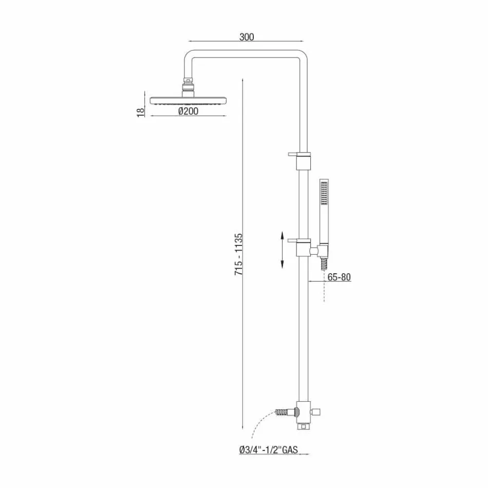 Coloana de duș telescopică și reglabilă din alamă cromată, fabricată în Italia - Naspo Viadurini