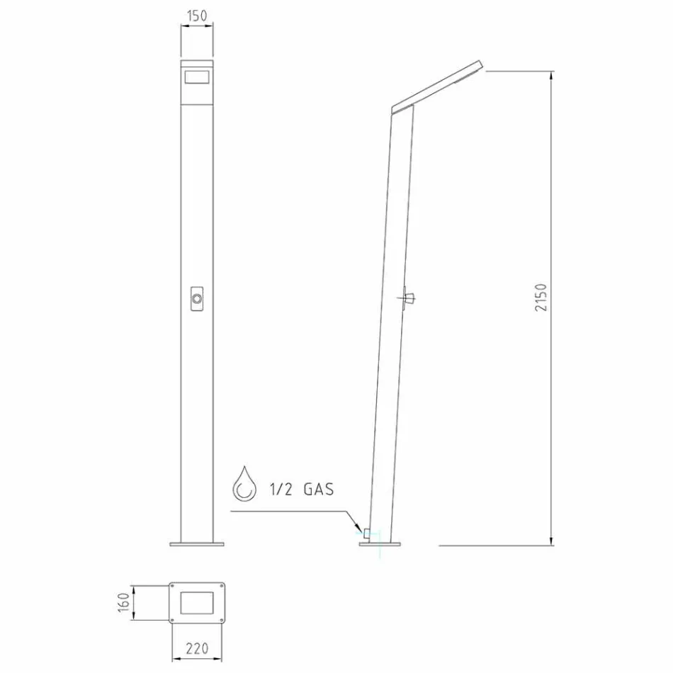 Coloană de duș solar în aer liber din oțel inoxidabil Made in Italy - Werner Viadurini
