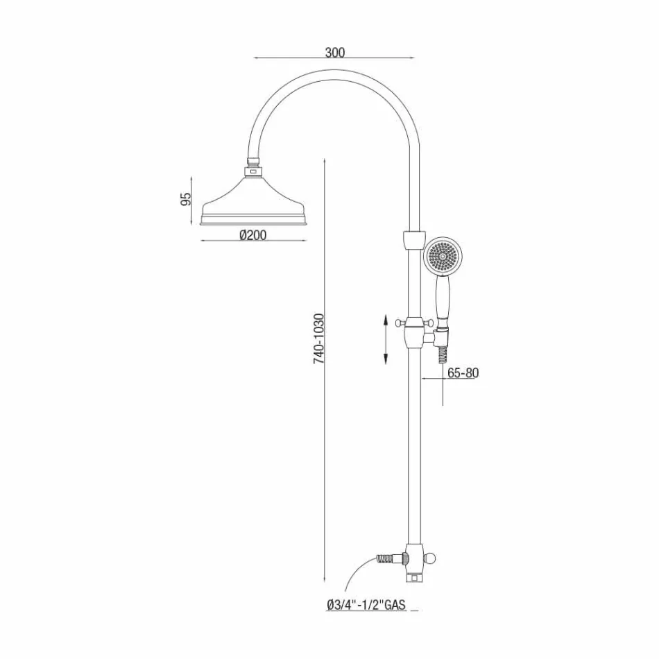 Coloană de duș telescopică din alamă Design clasic Made in Italy - Nesto Viadurini