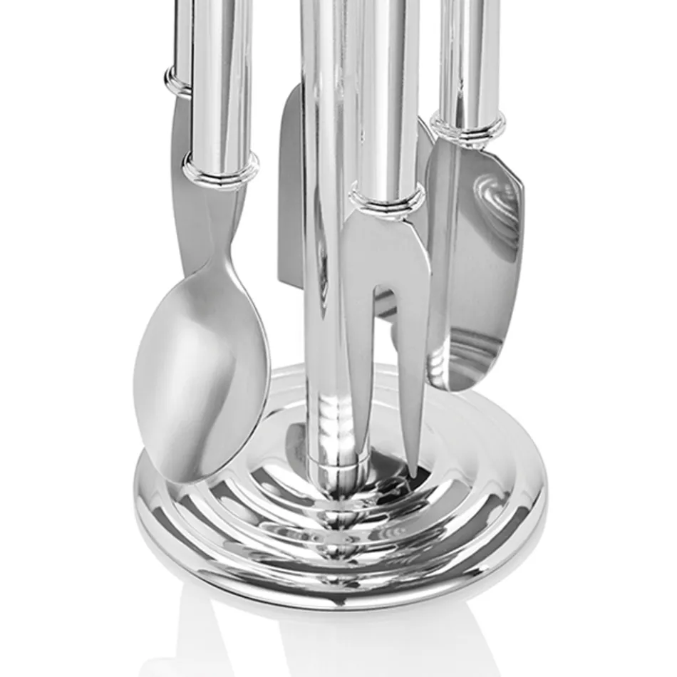 Cuțite pentru brânză din metal argintiu cu cristale 5 bucăți - Marfio Viadurini