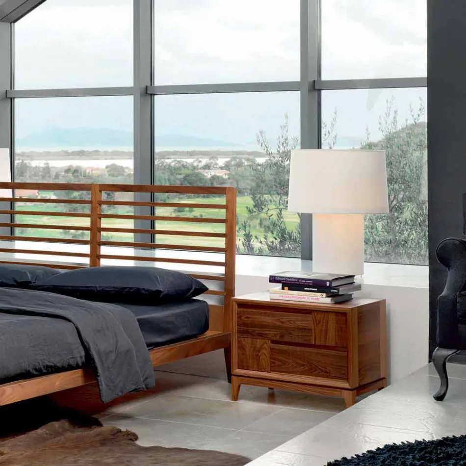 Dresser 2 sertare din lemn masiv de nuc design modern, Nino Viadurini