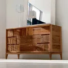 Dresser Design 3 sertare modern din lemn de nuc masiv, Nino Viadurini